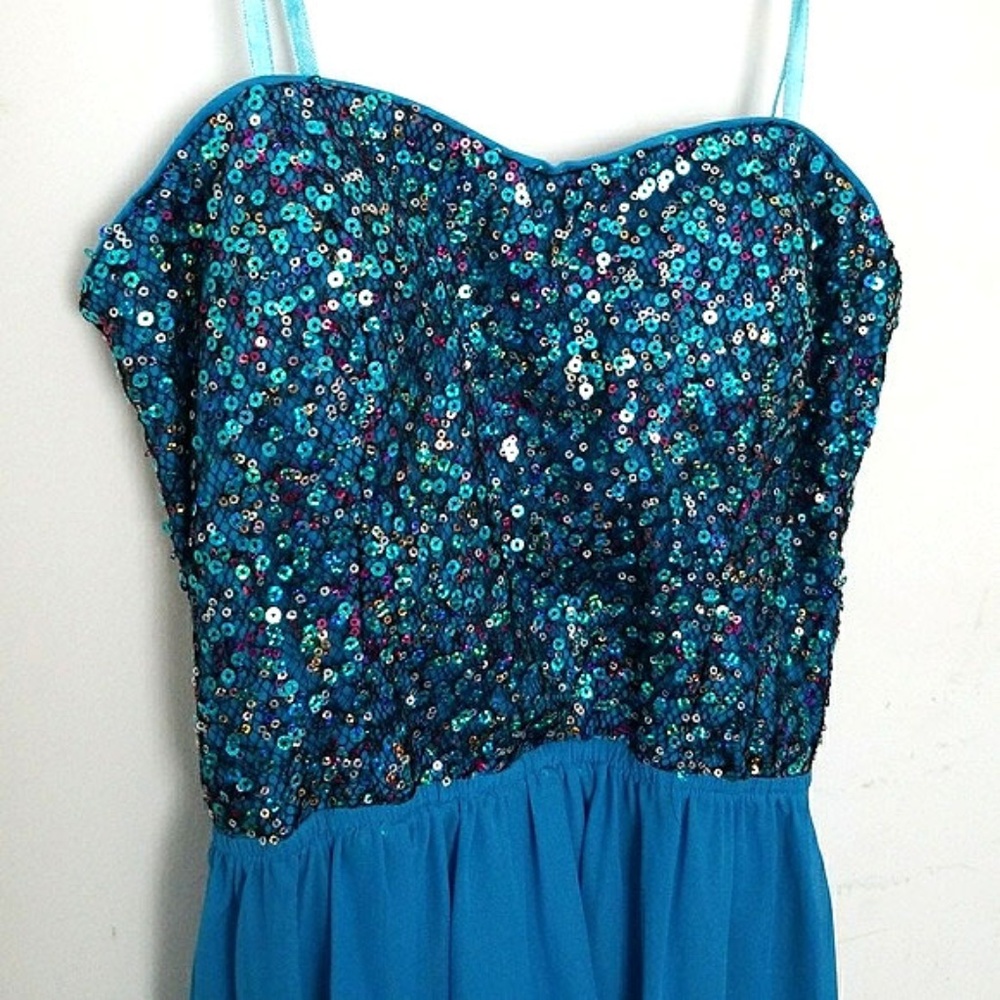 Strapless high low sequin dress